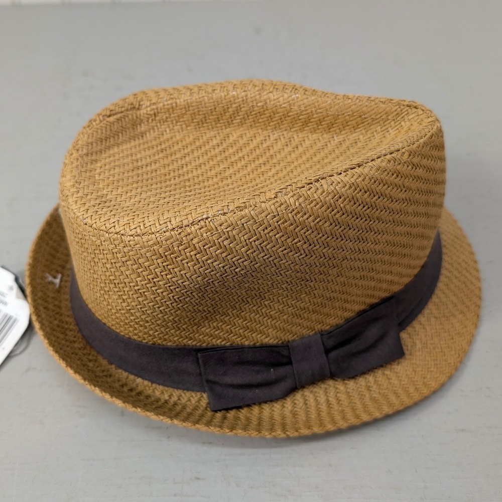 Scala Pronto Tea Brown Woven Straw Fedora Hat with Bow‎ JCPWS3SC One Size NEW